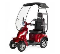 VELECO Faster con Techo ahora con asiento de capitán ajustable y la batería de plomo y acido, El mejor dispositivo de movilidad para discapacitados totalmente montado y listo para usar. (Rojo)