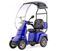 VELECO GRAVIS - dispositivo de movilidad de 4 ruedas - techo con parabrisas - batería de iones de litio extraíble - completamente ensamblado y listo para usar - iluminación LED (Azul)