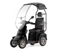 VELECO Gravis - dispositivo de movilidad en las 4 ruedas - asiento tipo capitán con respaldo en el techo - batería de iones de litio extraíble - ensamblado y listo para conducir - parabrisas (Negro)