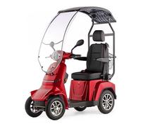 VELECO Gravis - dispositivo de movilidad en las 4 ruedas - asiento tipo capitán con respaldo en el techo - batería de iones de litio extraíble - ensamblado y listo para conducir - parabrisas (Rojo)