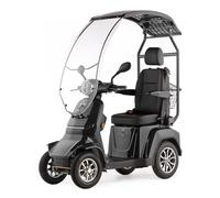 VELECO Gravis - dispositivo de movilidad en las 4 ruedas - asiento tipo capitán con respaldo en el techo - batería de iones de litio extraíble - ensamblado y listo para conducir - parabrisas (Gris)