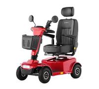 Veleco Jumpy Comfort dispositivo de movilidad reducida de 4 ruedas para personas mayores, suspensión completa, iluminación LED, seguro y resistente (rojo)