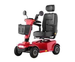 Veleco Jumpy Comfort dispositivo de movilidad reducida de 4 ruedas para personas mayores, suspensión completa, iluminación LED, seguro y resistente (rojo)