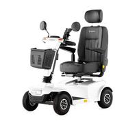 VELECO Jumpy Komfort 4 Rad Silla de ruedas para personas mayores Con homologación de carretera, suspensión completa, iluminación LED, seguro y robusto (Blanco)