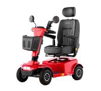 Veleco Jumpy Comfort dispositivo de movilidad reducida de 4 ruedas para personas mayores, suspensión completa, iluminación LED, seguro y resistente (rojo)