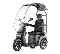 VELECO TURRIS con asiento de capitán ajustable y con techo y parabrisas, intuitivo y fácil de manejar. Dispositivo de movilidad completamente montado, ayuda para personas con discapacidad (Gris)