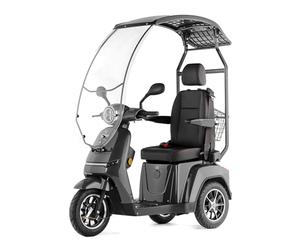 VELECO TURRIS con asiento de capitán ajustable y con techo y parabrisas, intuitivo y fácil de manejar. Dispositivo de movilidad completamente montado, ayuda para personas con discapacidad (Gris)