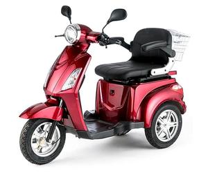 VELECO ZT15 - Dispositivo de movilidad de 3 ruedas para inválidos y mayores - Estable, cómodo y seguro - Alarma, bocina - Se entrega completamente montado y listo para usar (ROJO)