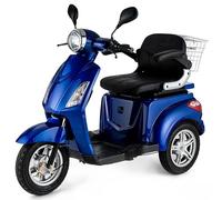 VELECO ZT15 - Scooter de movilidad de 3 ruedas - Totalmente ensamblado y listo para usar - Freno electromagnético automático - Velocímetro LED (AZUL)
