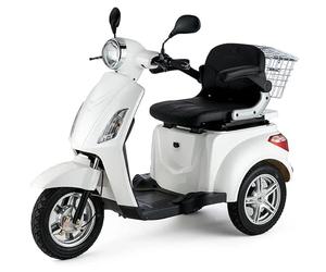 VELECO ZT15 - Scooter de movilidad de 3 ruedas - Totalmente ensamblado y listo para usar - Freno electromagnético automático - Velocímetro LED (BLANCO)