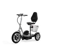 VELECO ZT16 - Scooter de movilidad de 3 ruedas - Totalmente ensamblado y listo para usar - Ruedas grandes - Fácil de maniobrar - Frenos delanteros y traseros - Cesta de la compra extraíble (PLATA)
