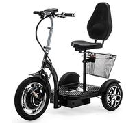 VELECO ZT16 - Scooter de movilidad de 3 ruedas - Totalmente ensamblado y listo para usar - Ruedas grandes - Fácil de maniobrar - Frenos delanteros y traseros - Cesta de la compra extraíble (NEGRO)
