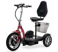 VELECO ZT16 - Scooter de movilidad de 3 ruedas - Totalmente ensamblado y listo para usar - Ruedas grandes - Fácil de maniobrar - Frenos delanteros y traseros - Cesta de la compra extraíble (ROJO)