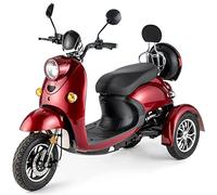 VELECO ZT63 - Scooter de movilidad de 3 ruedas - Totalmente ensamblado y listo para usar - Diseño de estilo italiano - Alta capacidad de carga - Asiento cómodo (ROJO)
