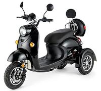 VELECO ZT63 - Scooter de movilidad de 3 ruedas - Totalmente ensamblado y listo para usar - Diseño de estilo italiano - Alta capacidad de carga - Asiento cómodo (NEGRO)