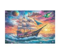 Velero Antiguo en la Superficie del Mar Rompecabezas 1000 Piezas Cartón para Principiantes Días Lluviosos Tiempo Libre En Casa para Reyes Magos Detalle De Cumpleaños 1000 PCS