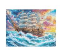 Velero Antiguo en Las Olas Rompecabezas 500 Piezas Cartón para Principiantes Días Lluviosos Tiempo Libre En Casa para Reyes Magos Detalle De Cumpleaños 500 PCS