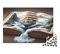 Velero Barco fantasía Rompecabezas 1000 Piezas Velero Que Emerge del Libro Estéticos Y Desafiantes Decoración del Hogar Regalos para Mujeres, Regalos para Hombres para Adultos Y Niños Mayores De 8