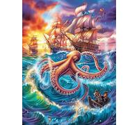 Velero con Pulpo en el océano mágico Puzzle 500 Piezas Juguete Educativo Intelectual Cuento de Hadas acompañante mágico Rompecabezas Impossible para Adultos Aliviar Estrés Decoración Hogar DIY Creati