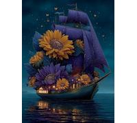 Velero De Girasol Diamond Painting Adultos Kits, 5D Taladro Redondo Diamantes Painting Niños Pintura, Diamant Art Bordado Punto de Cruz Cuadros, Arte Mosaico For Decoración Pared Del 40x50cm hJ8-888