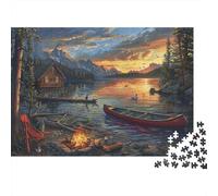 Velero del Lago Puzzle 1000 Piezas De Cartón Grueso Cabaña del Lago Rompecabezas Anti Estrés Adultos para Plan De Fin De Semana como Regalo Original 52x38cm/1000pcs
