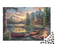 Velero del Lago Puzzle 1000 Piezas De Cartón Grueso Calm Cabaña del Lago Rompecabezas Anti Estrés Adultos para Actividad Abuelos Y Nietos como Regalo Original 52x38cm/1000pcs