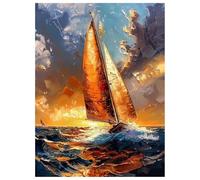 Velero Diamond Painting Adultos, 5D Océano Pintura de Diamante Punto de Cruz para Adultos y Niños, DIY Manualidades Cuadros de Arte para Decoración de Pared Salón y Oficina 65x90cm L-Y9