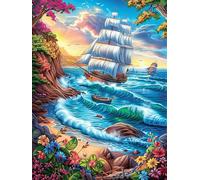 Velero en el océano mágico Puzzles 500 Piezas Impossible 3D Cuento de Hadas acompañante mágico Rompecabezas para Adultos Desafío Intelectual Estera Portátil DIY Moderno Creativo 500 PCS