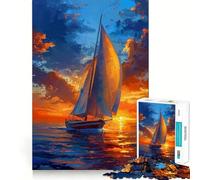 Velero en la Playa, Rompecabezas de 1000 Piezas para Adolescentes, Juego Inteligente para Jugar en Grupo, Imagen para armar, decoración de Pared (38x52cm)