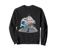 Velero, en, libro, con, olas Sudadera