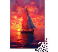 Velero en Sunset Paquete De Rompecabezas 1000 Piezas para Familias Adultas, Cartón Premium Grueso, Regalo Parejas, Diversión Fin De Semana 38x26cm/1000pcs