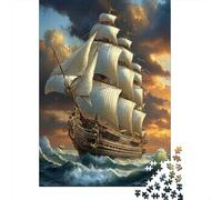 Velero en tormenta 1000 Piezas Stock De Cartas Premium Rompecabezas Clásicos Pareja Socios Alivio del Estrés Decoración De Paredes Paquete De Valor 38x26cm/1000pcs