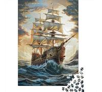 Velero en tormenta 1000 Piezas Stock De Cartas Premium Rompecabezas Premium Fans De Adolescentes 12-18 Años Difícil Desafío Decoración De Paredes 52x38cm/1000pcs