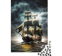 Velero en tormenta_2 Set De Rompecabezas 1000 Piezas para Apasionados, Cartón Reciclado, Decoración Interior, Regalo Navideño Festivo, Reto Cerebral 70x50cm/1000pcs