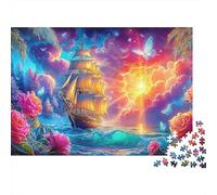 Velero Fantasía 1000 Pieces Premium Cardstock Arte del Barco del Atardecer Jigsaw Puzzle Adults Educational Challenge Wall Decor Great Gift for Men Women Family Friends 52x38cm/1000pcs