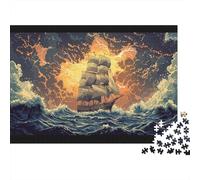 Velero in A StormRompecabezas De 1000 Piezas Nubes ondulantes y relámpagos intensosjuegos Educativos De Desafío para Adultos, Decoración del Hogar38x26cm/1000pcs