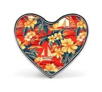 Velero, plantas tropicales, flores, puesta de sol, lindo broche, pin de corazón, insignias, alfileres de solapa, joyería, decoración para ropa, sombrero y bolso