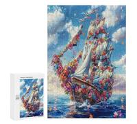 Velero Puzzles 300 Piezas DIY Moderno Navegación del Barco Rompecabezas Colorido para Familia Aliviar Estrés Juguete Educativo 3D Maquetas Construir 300 PCS