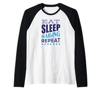 Velero vela comer dormir vela velero Camiseta Manga Raglan