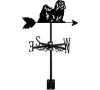 Veleta con Forma De Perro Lhasa Apso Negro, Indicador De Dirección del Viento con Revestimiento De óxido para La Decoración del Hogar, El Techo, El Jardín, El Patio Y El Jardín.