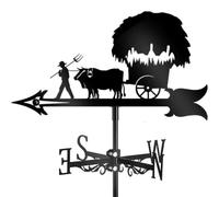 Veleta con Silueta Artística | Veletas De León, Indicador De Dirección del Viento De Hierro con Forma De Ganado, Edificios para Tejados De Jardines De Villas, Decoración Cattle Draw Car