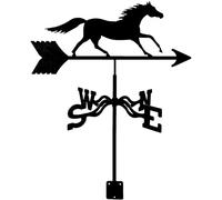 Veleta de acero inoxidable con forma de caballo, pintada con aerosol negro, para cobertizos exteriores, indicador de dirección del viento de hierro, herramienta de medición, decoración de techos