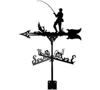 Veleta de acero inoxidable, estilo retro, con diseño de granja de pesca, para jardín, indicador decorativo de dirección del viento para granja al aire libre