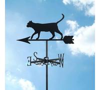 Veleta de acero inoxidable para gatos, indicador de dirección del viento de paleta meteorológica de metal, bonito adorno de jardín con forma de gato para techo al aire libre, granja, patio, cenador o