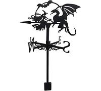 Veleta de bruja con soporte de techo, indicador de dirección del viento, veleta de metal arrastrada por el viento, decoración de jardín, para decoraciones al aire libre de granjas y jardines, normal-B