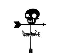 Veleta de calavera para jardín, patio, césped, granja, adorno, indicador, negro, vintage, metal negro