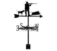 Veleta de Cazador y Perro con Soporte for Techo, indicador de dirección del Viento for Granjas, Jardines de Caza, Decoraciones de Metal, Chaser(Hunter Hunting)