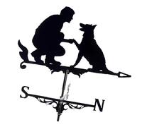 Veleta De Hierro con Diseños De Hombre Y Perro Adecuada para Exteriores Cúpula Granero Pabellones Guía De Dirección del Indicadores Estilos Arquitectónicos Veleta