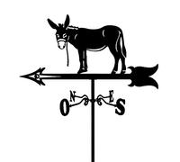 Veleta de hierro para decoración de paletas de hada, burro de pie grande, indicador de dirección del viento, dirección oeste, norte, para jardín al aire libre