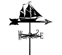 Veleta de Jardín Decorativa de Metal Estilo Galeón con Forma de Barco Pirata de Hierro Negro Estilo Retro para Patio Exterior Decoración Indicador de Dirección Estilo D
